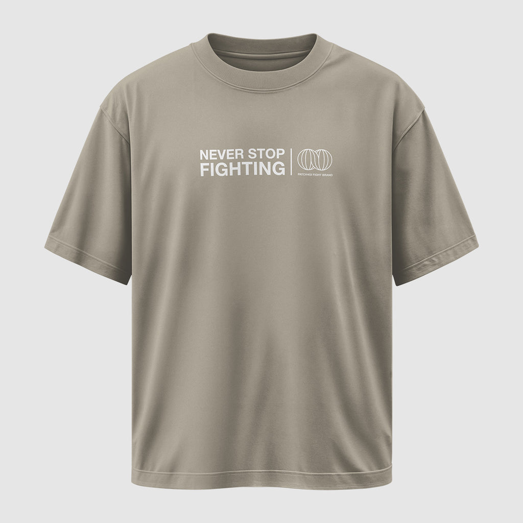 Camiseta algodón Never Stop (Beige)