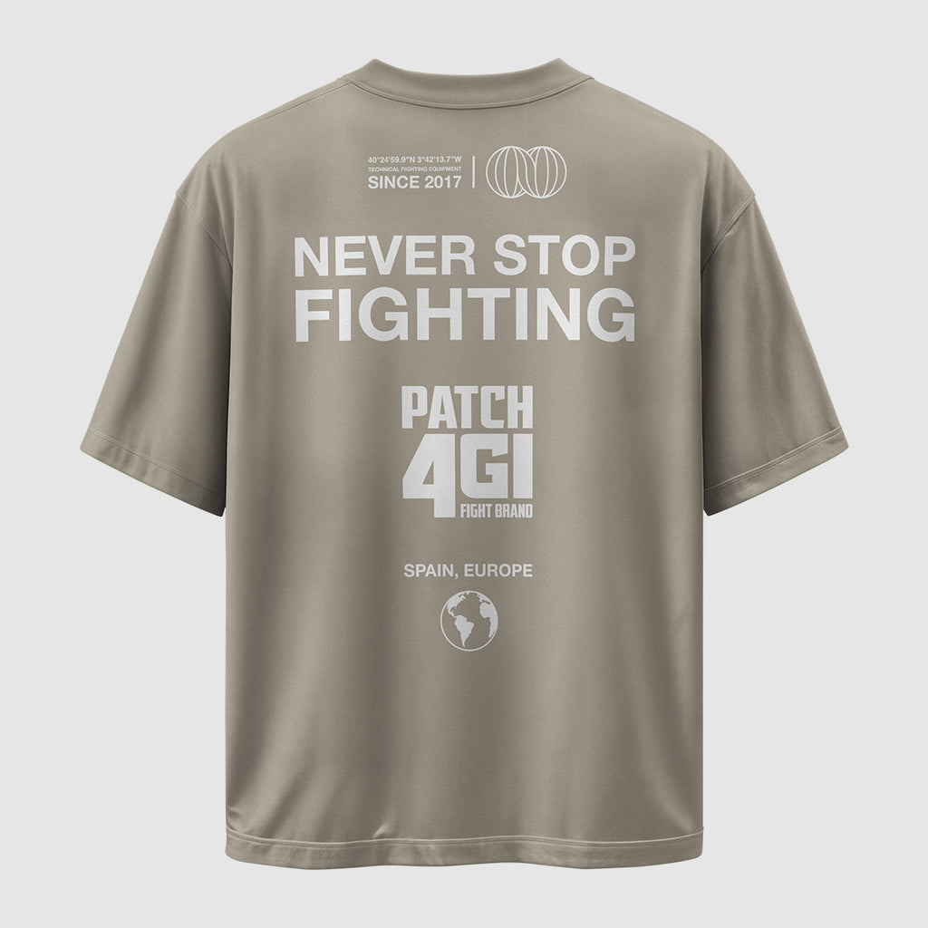 Camiseta algodón Never Stop (Beige)